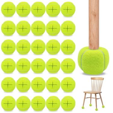 Imagem de ZHUOKECE Pacote com 30 bolas de tênis pré-cortadas a granel para pernas de móveis, bola de tênis, capas de pés para bola de proteção do chão (amarelo)