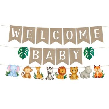 Imagem de Faixa Boas-Vindas Bebés, Pré-Fixada Floresta Decoração Parede Chá Bebé Animais da Floresta Decoração para Festa de Revelação do Sexo para Fundo de Fotos Berçário Parede Janela