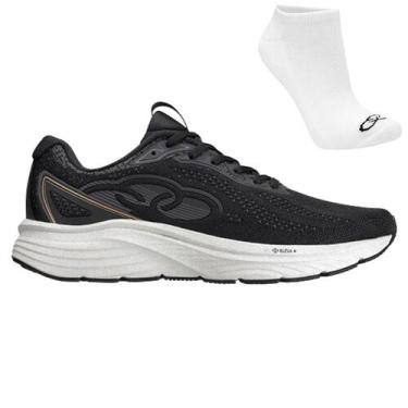 Imagem de Kit Tênis Olympikus Challenger 5 Feminino e Meia, 41, Preto, Cinza, Fe