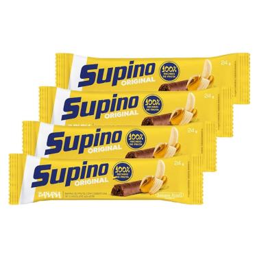 Imagem de Kit 4 Barra de Fruta Supino Banana com Chocolate com 24g