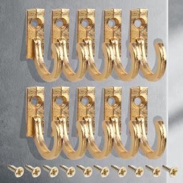 Imagem de 10 peças mini vintage rack de armazenamento ganchos de parede com parafusos casacos para casa chapéu cabide de roupas porta-chaves organizador de casa "amarelo"
