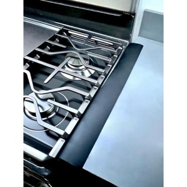 Imagem de 2 pacotes de capas flexíveis para fogão de cozinha, enchimentos de lacuna de silicone para bancadas, fogões, fornos, máquinas de lavar, secadoras - fácil de limpar, grau alimentício, preto, 53 cm