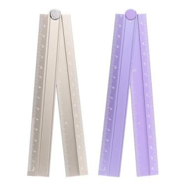 Imagem de Generic 2 réguas retas dobráveis de 30 cm, transferidor métrico de liga de alumínio, régua angular dobrável, ferramenta de medida geométrica com linha angular para escritório de arquiteto, cáqui