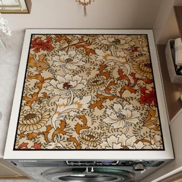 Imagem de BANEBOR Tapete de máquina de lavar com estampa floral para lavadora e secadora de carga superior - antiderrapante, absorvente, almofada de forno de micro-ondas de secagem rápida - Tapete decorativo