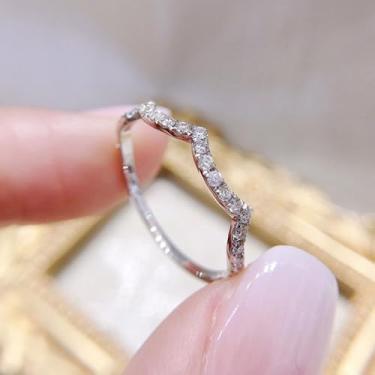 Imagem de Anéis de noivado de zircônia cúbica branca banhada a ouro branco, alianças de compromisso, festas noturnas, presentes de dia dos namorados, alianças de eternidade para mulheres, 8, Cobre, Sem pedra