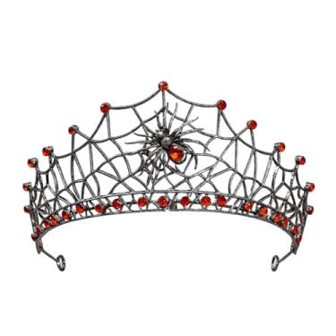 Imagem de Tiara de teia de aranha preta gótica com aranha 3D para mulheres, meninas, cosplay de Halloween, tiara de rainha escura, tiara de strass para baile de máscaras, casamento, formatura, palco, acessórios