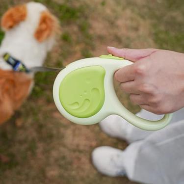 Imagem de Coleira retrátil para cães de 3 metros, fita de nylon para cães pequenos de até 11,8 kg, função de freio e pausa com uma mão (verde baleia)