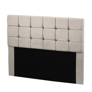 Imagem de Cabeceira Cama Box Queen 1,60 Estofada Julia Veludo Bege Marfim Star Confort Bege Marfim