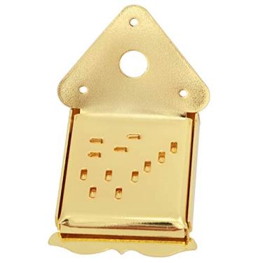 Imagem de XUXHOU Placa de Tração de Cabo de Bandolim Requintado de Aço para 8, 10 ou 12 Cordas de Extremidade de Laço, Acessórios de Instrumento Musical (QB11 ouro com flores)