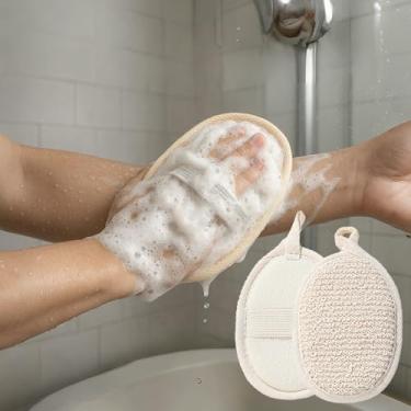 Imagem de 2 esponjas de bucha para chuveiro, conjunto de esponja de banho natural, luffa esfoliante de banho para mulheres e homens