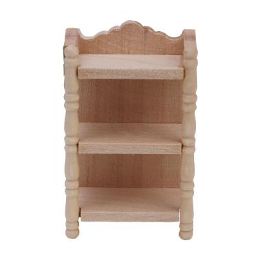 Imagem de Prateleira de móveis de casa de bonecas em miniatura de madeira em escala 1:12