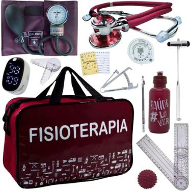 Imagem de Kit Bolsa Fisioterapia Acadêmico Goniômetro Martelo Buck Fita Antropom