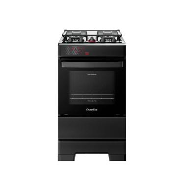 Imagem de Fogão Esmaltec 4 Bocas Ideal Top Mesa Inox Tampa De Vidro Forno 50 Litros Preto T4IAP Bivolt