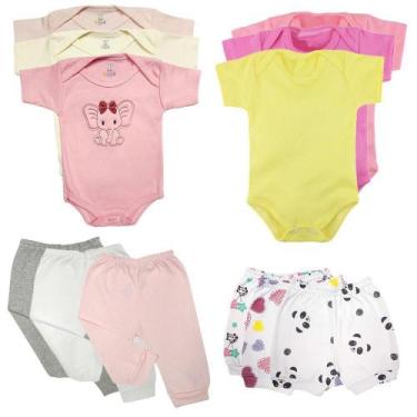 Imagem de Kit Maternidade 12 Pçs Body Shorts e Mijão Enxoval Para Bebê - Koala B