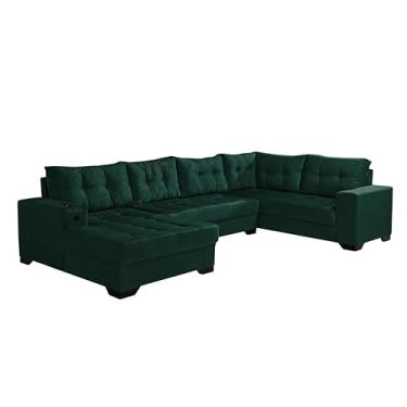 Imagem de Sofá de Canto 6 Lugares Dijon com Chaise Esquerdo e Entrada USB Suede Verde