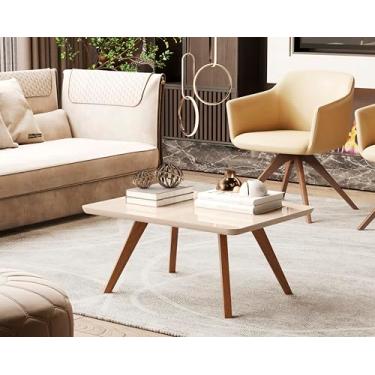 Imagem de Mesa Centro Decor Sala Pés De Madeira Escritório Moderna Retangular Pé Madeira