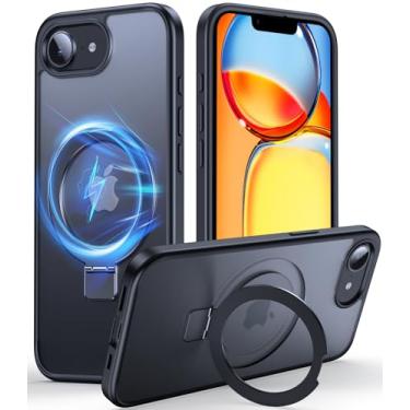 Imagem de Chicfun Capa 3 em 1 [magnético + suporte de anel] para iPhone 16e 2025 suporte de anel compatível com MagSafe, capa protetora militar à prova de choque para iPhone 16e capa preta