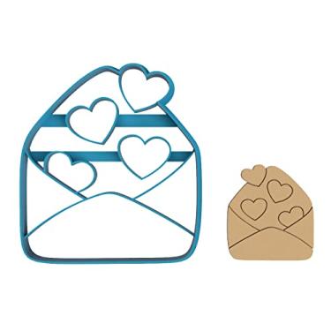 Imagem de Envelope de corações - Cupido - Dia dos Namorados - Carta de amor - Cortador de biscoitos/biscoito de açúcar/fondant/argila (0253) (10 cm)
