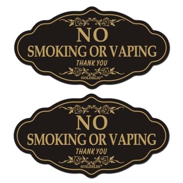 Imagem de Pacote com 2 placas para não fumar, autoadesivas, sem vaping, sinalização acrílica de aviso de 19 cm × 10 cm para uso interno e externo