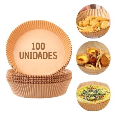 Imagem de Kit Forma de Airfryer Descartável Redonda 1L Papel Fritadeira Forro An