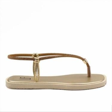 Imagem de Sandália Rasteira Zatta Ajuste Brilho Débora Dourada Dourado 35/36-Feminino