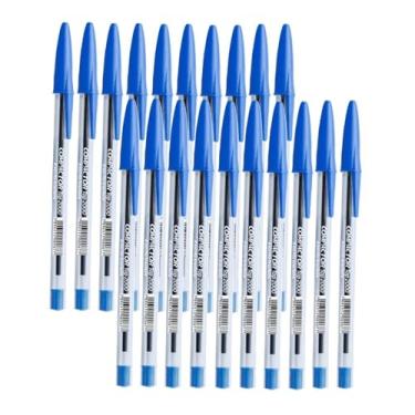 Imagem de Caneta Ponta Fina, Kit Caneta Esferografica Compactor Cristal(20Azul)