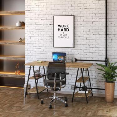 Imagem de Mesa Cavalete 150X60X75Cm Carvalho/Est.Preta