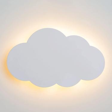 Imagem de Luminária De Parede Em Nuvem Para Quarto Infantil, Luminária De Parede De Metal Ultrafina Com Acabamento Branco, Luminárias De Parede Led Modernas, Arandelas De Parede, Three-color Light