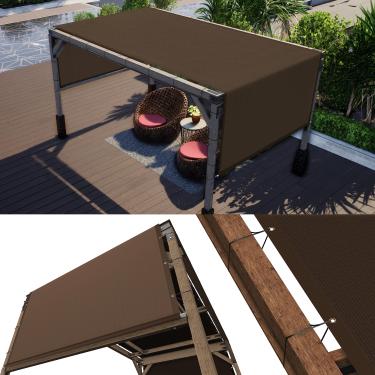 Imagem de ColourTree Capa de substituição para toldo de pérgola marrom de 1,2 m L x 50 cm C, tecido de grau comercial 260 GSM para pátio externo, inclui hastes pesadas de aço inoxidável (fazemos tamanho