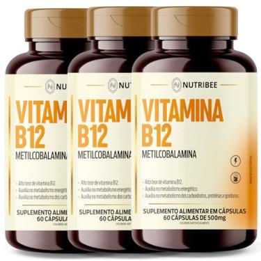 Imagem de 3 x Vitamina B12 Metilcobalamina 500mg 180 Cáps Suplemento