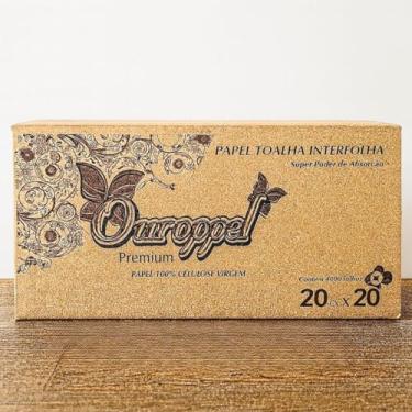 Imagem de Papel Toalha Interfolha Premium Ouroppel 2 Dobras 20x20cm – 100% Celulose Pura, Macio e Absorvente, Ideal para Banheiros, Cozinhas e Dispensers – Caixa com 4.800 Folhas