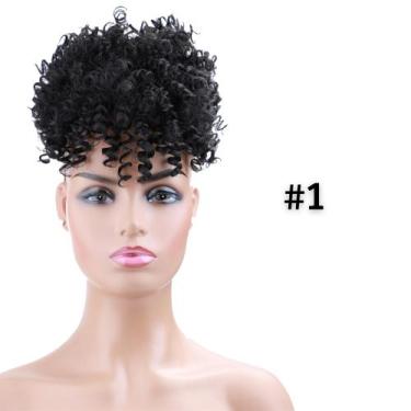 Imagem de Coque Cabelo Orgânico Cacheado Afro Puff Com Franja Pratico - Maya Hai