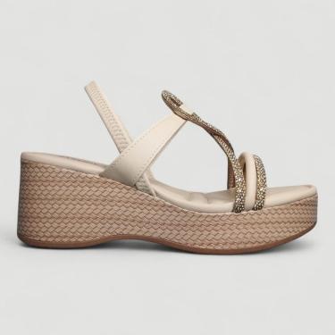 Imagem de Sandália Salto Anabela Mississipi Brilho Calce Facil MF501