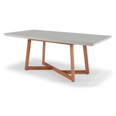 Imagem de Mesa De Jantar Retangular De Madeira Lírio 200cm X 100cm Lamina De Cinamomo