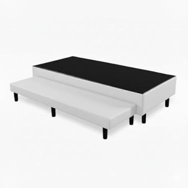 Imagem de Base Cama Box Solteiro Com Cama Auxiliar Conjugada (Corino, Branco)