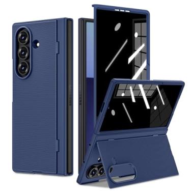 Imagem de Ruky Capa para Galaxy Z Fold 7 com suporte, com protetor de tela de privacidade frontal e suporte oculto, suporte para carregamento sem fio, fina, rígida, à prova de choque, capa protetora para