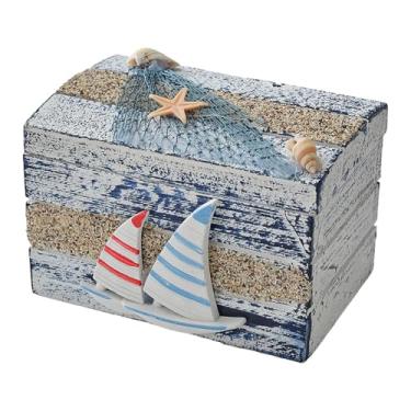 Imagem de Fenteer Caixa pequena para joias e objetos decorativos com tema náutico, ideal para guardar lembranças e presentes Perfeita para mulheres, homens, com Barco