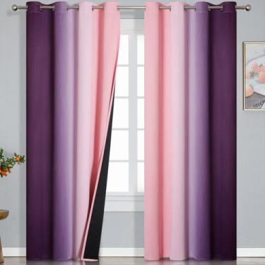 Imagem de Cortina Estelar Textiler 132x260 cm Roxa Rosa Ombre Blackout