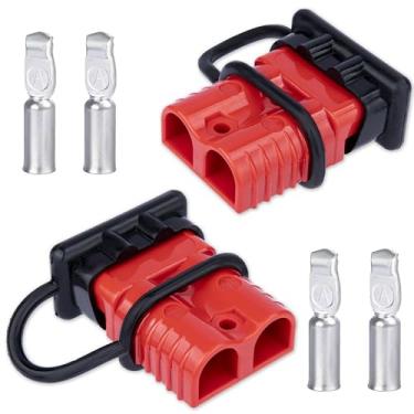 Imagem de Conector Anderson 2 peças, baterias 175 Amp 12v kit de plugue de conexão/desconexão rápida, conectores para cabos 1/0 AWG, para carro, bicicleta, quadriciclo, guinchos elevadores de motores, vermelho