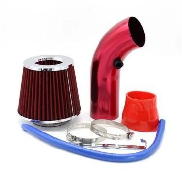 Imagem de Filtro de ar de cabeça de cogumelo de inverno de 76 mm para carro, kit de tubo de admissão, filtro de ar frio de alto fluxo e alto, tubo de alumínio(Red)