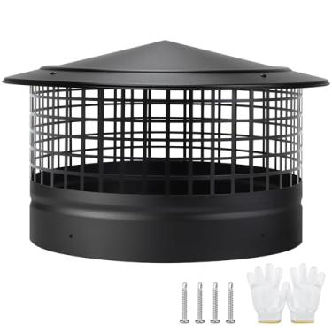 Imagem de Tampa de chaminé superior de cone, cobertura de chaminé de chuva de telhado redondo de 35,5 cm, tampa de chuva de tubo de fogão de madeira, proteção de ventilação de teto de exaustão para exterior