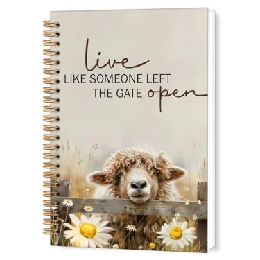 Imagem de TWRVI Caderno espiral para presentes de ovelha, caderno pautado na faculdade de ovelhas de fazenda, material de escritório, Live Like Someone Left The Gate Open Cadernos de diário 14 x 8,7 cm, 164