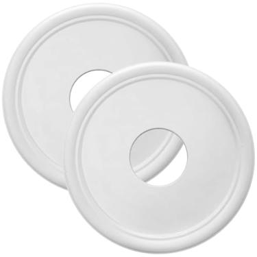 Imagem de Medalhões de teto 2 peças 33 cm, branco para luminárias, material PU, instalação sem esforço, design clássico redondo elegante, decoração de iluminação doméstica