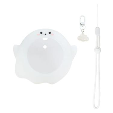 Imagem de BUBBLELOGUS Cute Protective Case for GO Plus+, Soft Luminous Silicone Cover Shell with Cloud Charms and Adjustable Wrist Strap - White Ghost