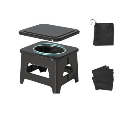 Imagem de IGYYO Vaso sanitário portátil de emergência para carro, banquinho dobrável, portátil para acampamento ao ar livre, pesca, engarrafamentos