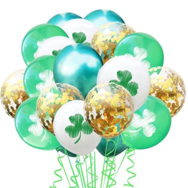 Imagem de Balões do Dia de São Patrício, 60 unidades, 30 cm, verdes, brancos e dourados