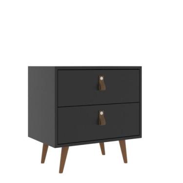 Imagem de Mesa de Cabeceira 2 Gavetas com Pés Pádua J Carvalho, Preto