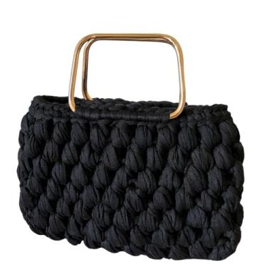 Imagem de Bolsa Feminina de Crochê Artesanal, Alça Superior Metálica, Design Luxuoso para Festas e Casamentos, Tamanho Pequeno, Acessório para Ocasiões Especiais