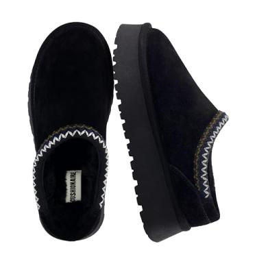 Imagem de CUSHIONAIRE Women s Kabuki Genuine Suede Platform Mule Slippers with Memory Foam, Indoor/Outdoor, Wide Widths Available, Black Suede 6