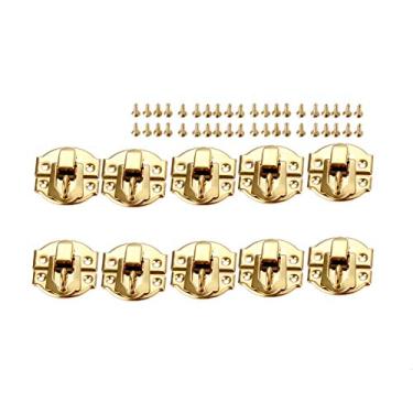 Imagem de 10 pcs Gold Jewelry Box Caixa de Jóias Hasps Bloquear travas de captura para jóias caixa de caixa de mala de mala de fivela de fivela de fivela de fivela 27 * 29mm YYDFPIIA